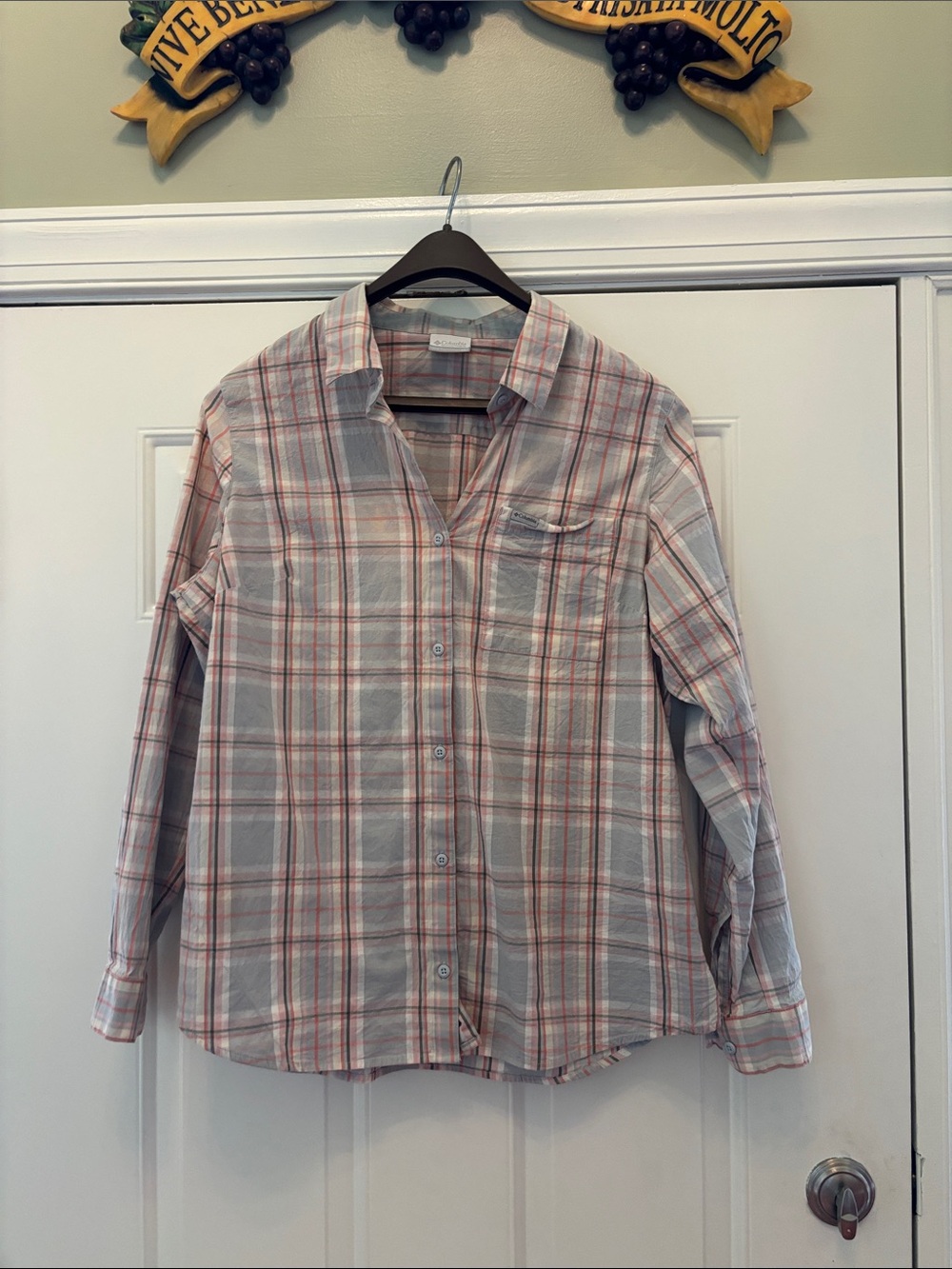 Columbia Gray & Red Plaid Women's Button-Down Shirt